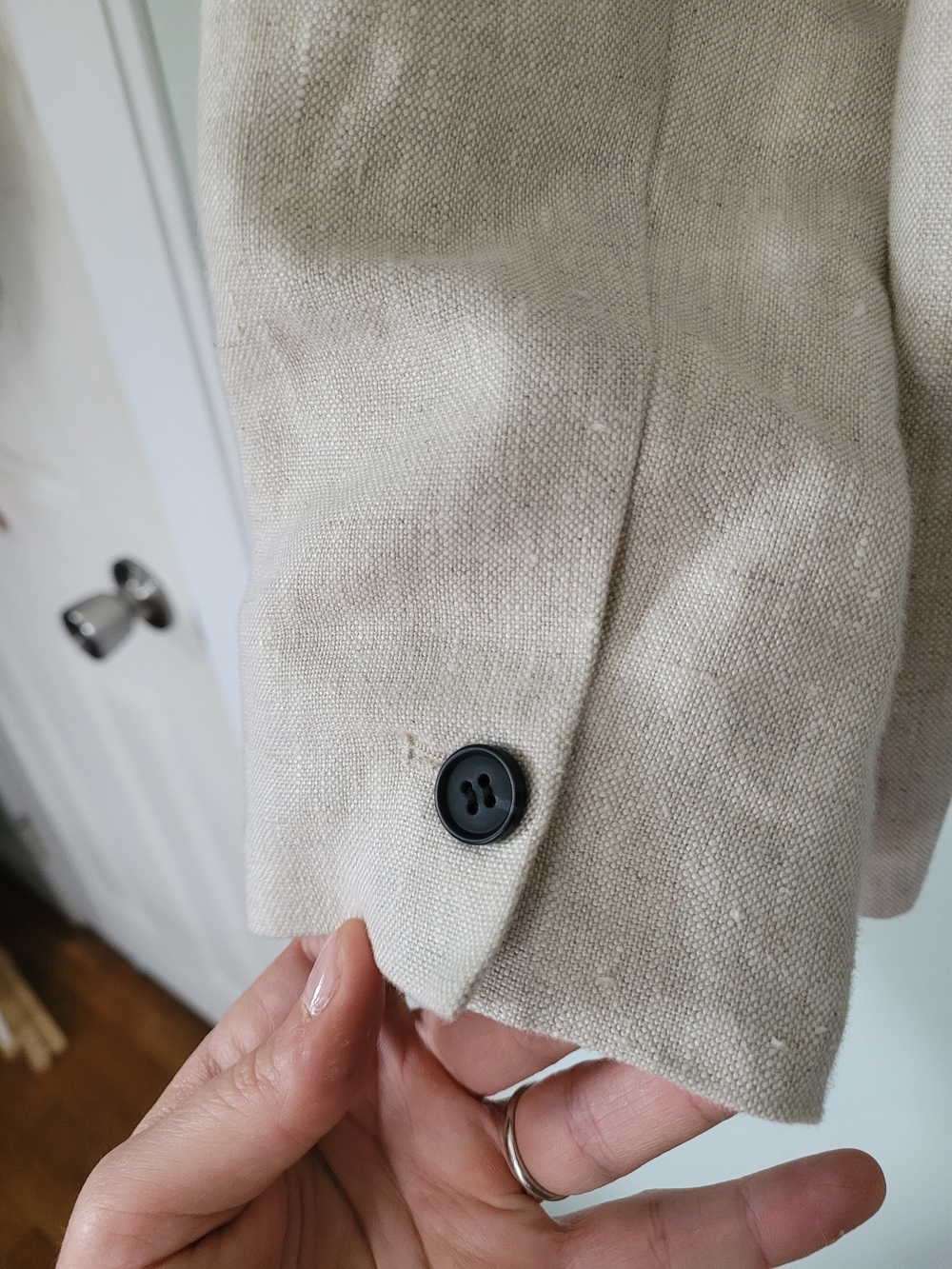 Women's Beige Linen Blend Single-Button Blazer - 1. State - Size 6 - Picture 4 of 8